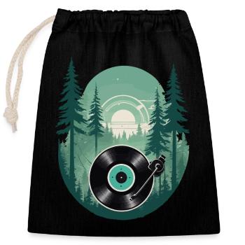 Vinyl vintage Musik Retro Streetwear Stil - Verschließbarer Geschenkbeutel aus Baumwolle (25x30cm) - Schwarz - Vorne