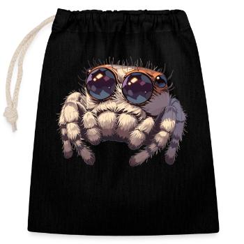 Jumping Spider Springspinnen Springspinne - Verschließbarer Geschenkbeutel aus Baumwolle (25x30cm) - Schwarz - Vorne