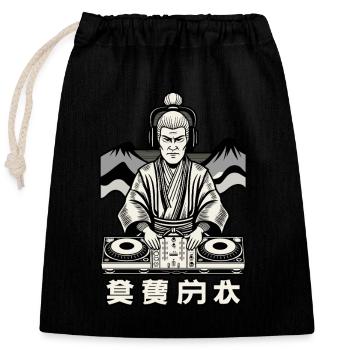 DJ Samurai Musik Retro Streetwear Graffiti - Verschließbarer Geschenkbeutel aus Baumwolle (25x30cm) - Schwarz - Vorne