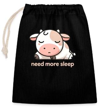 Peaceful Cow Design - Relax and Unwind - Closable cotton gift bag (25x30cm) - black - Front