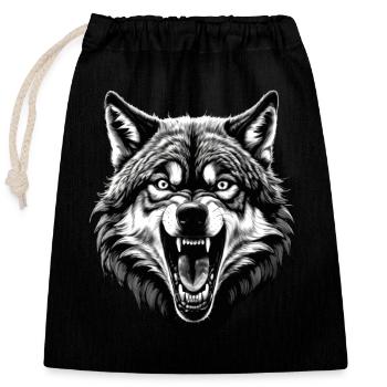 Wolf Liebhaber Wildtier Kunst Wolf Bunt Tier - Verschließbarer Geschenkbeutel aus Baumwolle (25x30cm) - Schwarz - Vorne