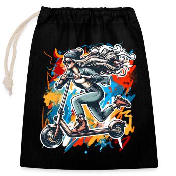 Trottinettes E-Scooters E-Scooters - Sac cadeau en coton avec cordon (25 x 30 cm) - noir - Devant