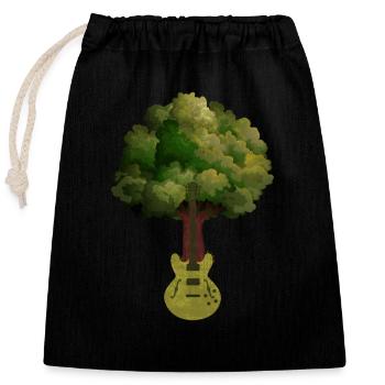 Yggdrasil Nature Musicien Arbre De Vie - Sac cadeau en coton avec cordon (25 x 30 cm) - noir - Devant