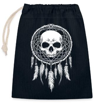 Totenkopf Traumfänger Gothic Boho Schädel Tribal - Verschließbarer Geschenkbeutel aus Baumwolle (25x30cm) - Navy - Vorne