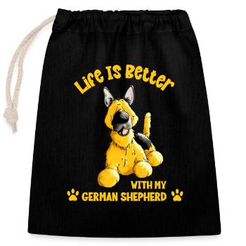 Dicton de berger allemand - Sac cadeau en coton avec cordon (25 x 30 cm) - noir - Devant