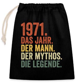 1971 Jahr Mann Mythos Legende Geburtstag - Verschließbarer Geschenkbeutel aus Baumwolle (25x30cm) - Schwarz - Vorne