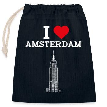 I love Amsterdam Cool Heart Flagge Niederlande Staat - Verschließbarer Geschenkbeutel aus Baumwolle (25x30cm) - Navy - Vorne