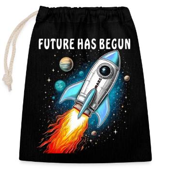 L’AVENIR DE ROCKET MARS A COMMENCÉ - Sac cadeau en coton avec cordon (25 x 30 cm) - noir - Devant