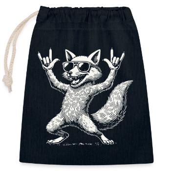 Rock Music Funny Fox Concert - Closable cotton gift bag (25x30cm) - navy - Front