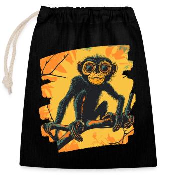 Monkey - Closable cotton gift bag (25x30cm) - black - Front