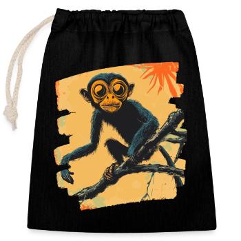 Monkey - Closable cotton gift bag (25x30cm) - black - Front