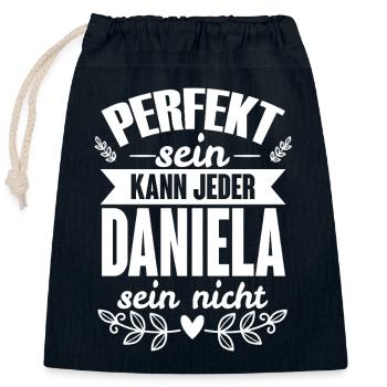 Daniela - Perfekt Sein Kann Jeder Daniela Nicht - Verschließbarer Geschenkbeutel aus Baumwolle (25x30cm) - Navy - Vorne