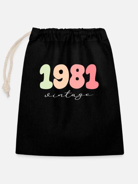 Birthday Year of birth 1981 - Closable cotton gift bag (25x30cm) - black
