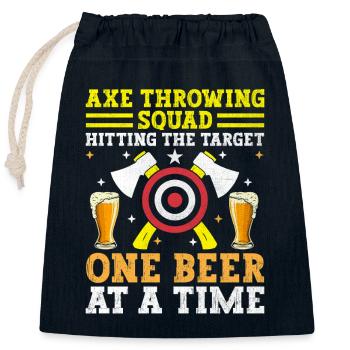 Axtwerfertrupp trifft das Ziel Ein Bier Bei - Verschließbarer Geschenkbeutel aus Baumwolle (25x30cm) - Navy - Vorne