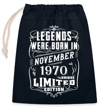 Anniversaire Novembre 1970 Edition Limitée Légende - Sac cadeau en coton avec cordon (25 x 30 cm) - bleu marine - Devant