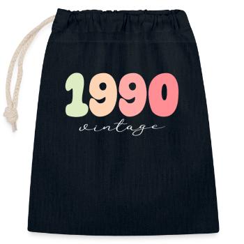 Anniversaire Année de naissance 1990 - Sac cadeau en coton avec cordon (25 x 30 cm) - bleu marine - Devant