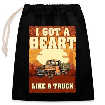I Got A Heart Like A Truck - Closable cotton gift bag (25x30cm) - black - Front