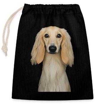 Afghanischer Windhund - Verschließbarer Geschenkbeutel aus Baumwolle (25x30cm) - Schwarz - Vorne