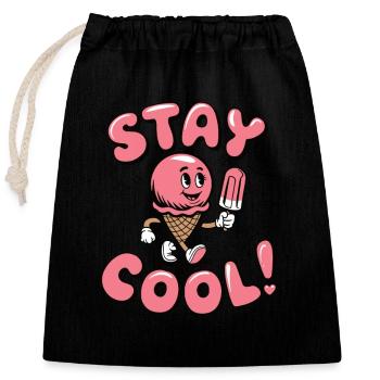 Restez cool Mascotte - Sac cadeau en coton avec cordon (25 x 30 cm) - noir - Devant