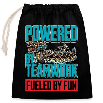 Dragon Boating Powered By Teamwork Water Sports - Verschließbarer Geschenkbeutel aus Baumwolle (25x30cm) - Schwarz - Vorne