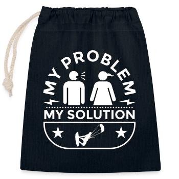 Kiteboarder Mon problème Ma solution Pictogramme Maman - Sac cadeau en coton avec cordon (25 x 30 cm) - bleu marine - Devant