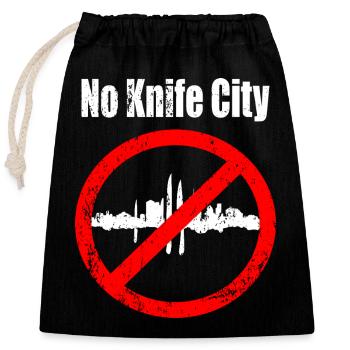 Keine Messer Stadt - Verschließbarer Geschenkbeutel aus Baumwolle (25x30cm) - Schwarz - Vorne