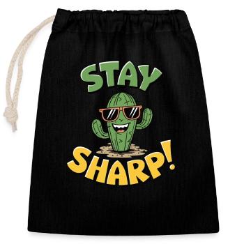 Restez vif Cactus - Sac cadeau en coton avec cordon (25 x 30 cm) - noir - Devant