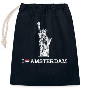 I Love Amsterdam Freiheitsstatue Niederländische Flagge - Verschließbarer Geschenkbeutel aus Baumwolle (25x30cm) - Navy - Vorne