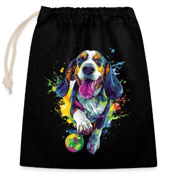 Basset - Verschließbarer Geschenkbeutel aus Baumwolle (25x30cm) - Schwarz - Vorne