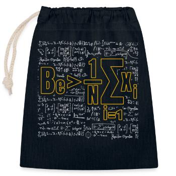 Math Pun – Be Greater Than Average - Closable cotton gift bag (25x30cm) - navy - Front