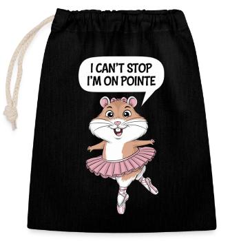 Niedliche Hamster Ballerina Im Ballettrausch - Verschließbarer Geschenkbeutel aus Baumwolle (25x30cm) - Schwarz - Vorne