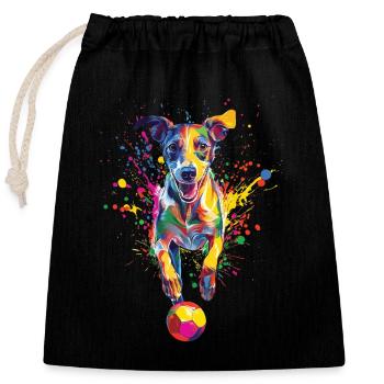 Whippet - Verschließbarer Geschenkbeutel aus Baumwolle (25x30cm) - Schwarz - Vorne