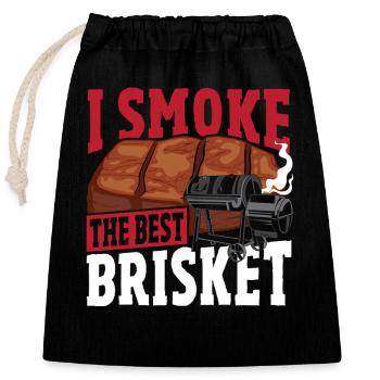 Grilled Meat Grilled Smoked Beef - Closable cotton gift bag (25x30cm) - black - Front
