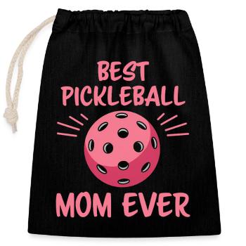 Pickleball Saying Mom Funny Pickleball Gift - Closable cotton gift bag (25x30cm) - black - Front
