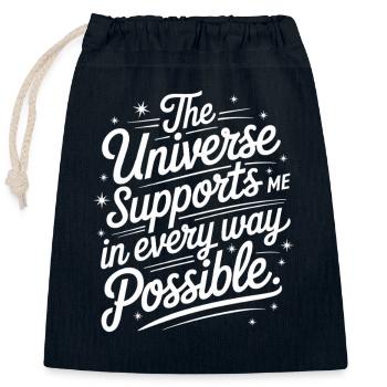 Das Universum Unterstützt Mich Auf Jede Weise - Verschließbarer Geschenkbeutel aus Baumwolle (25x30cm) - Navy - Vorne