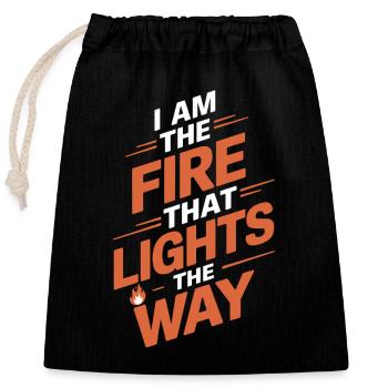 Je suis le feu qui allume le chemin Leo - Sac cadeau en coton avec cordon (25 x 30 cm) - noir - Devant
