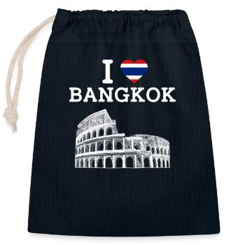 I Love Bangkok Cool Tourism Thailand Lover Flag - Closable cotton gift bag (25x30cm) - navy - Front