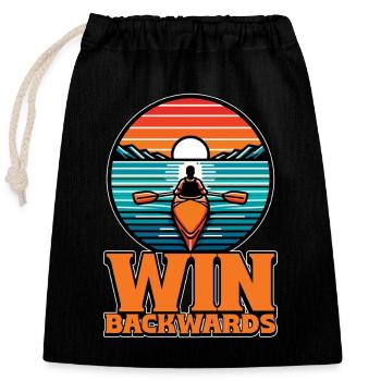 Water Rowing Win Backwards Loves Boating Canoeing - Closable cotton gift bag (25x30cm) - black - Front