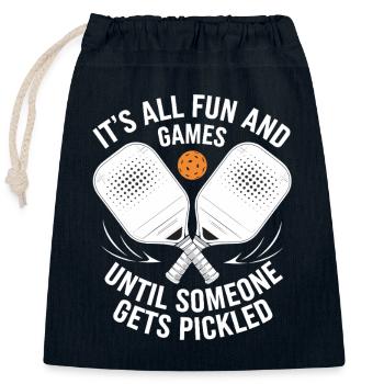 Joueur de pickleball Paddleball Game Fun Gift - Sac cadeau en coton avec cordon (25 x 30 cm) - bleu marine - Devant