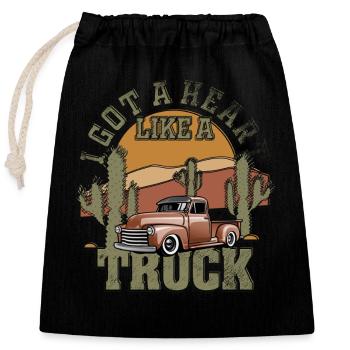 I Got A Heart Like A Truck - Closable cotton gift bag (25x30cm) - black - Front
