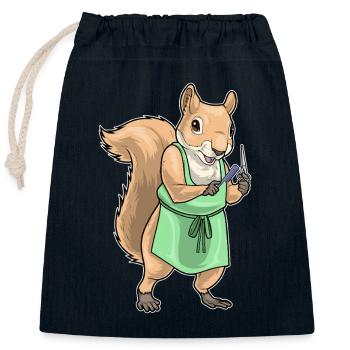 Eichhörnchen Friseur Schere Kamm - Verschließbarer Geschenkbeutel aus Baumwolle (25x30cm) - Navy - Vorne