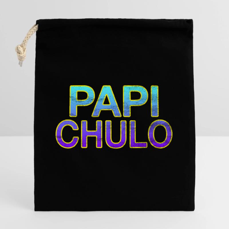 Papi Chulo - Lettrage élégant Sac cadeau en coton avec cordon (25 x 30 cm)