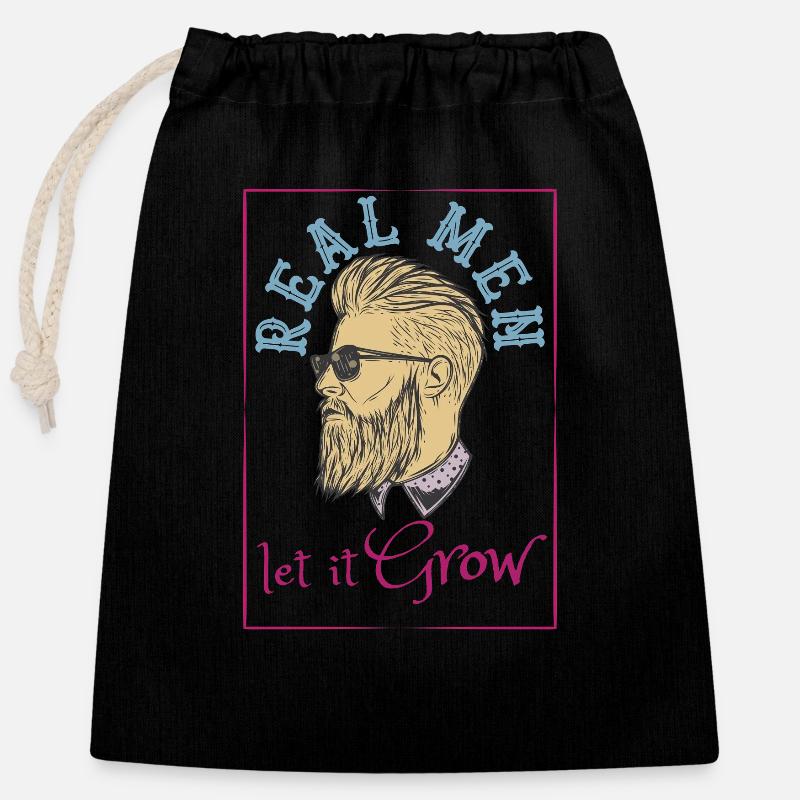 Let It Grow Beard Design Let It Grow Beard - Closable cotton gift bag (25x30cm) - black