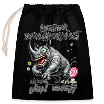 Rhino Better crazy than one of you - Closable cotton gift bag (25x30cm) - black - Front