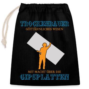 Trockenbau Trockenbauer Trockenbaumonteur Geschenk - Verschließbarer Geschenkbeutel aus Baumwolle (25x30cm) - Schwarz - Vorne