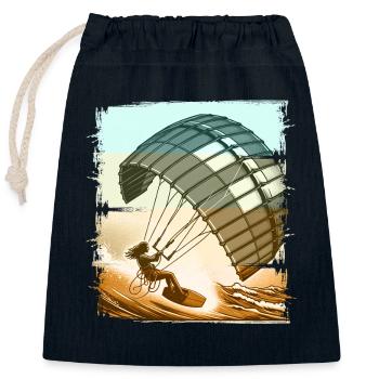 Kitesurfing Kitesurfer Kiteboard - Closable cotton gift bag (25x30cm) - navy - Front