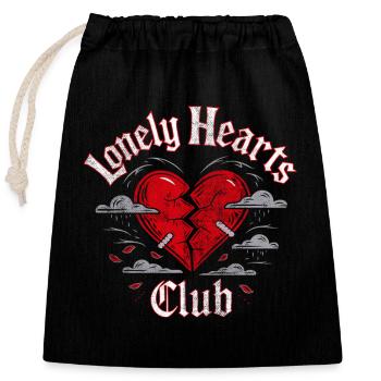 Lonely Hearts Club – Gebrochenes Herz Design - Verschließbarer Geschenkbeutel aus Baumwolle (25x30cm) - Schwarz - Vorne