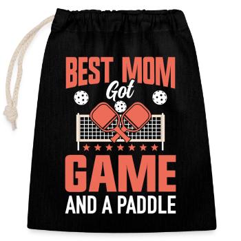 Pickleball Maman Paddleball Maman Paddle Game - Sac cadeau en coton avec cordon (25 x 30 cm) - noir - Devant