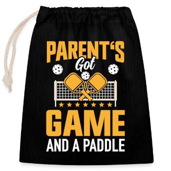 Pickleball Parents Paddleball Maman Papa Paddle - Sac cadeau en coton avec cordon (25 x 30 cm) - noir - Devant