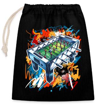 Tischkicker Tischfußball - Verschließbarer Geschenkbeutel aus Baumwolle (25x30cm) - Schwarz - Vorne